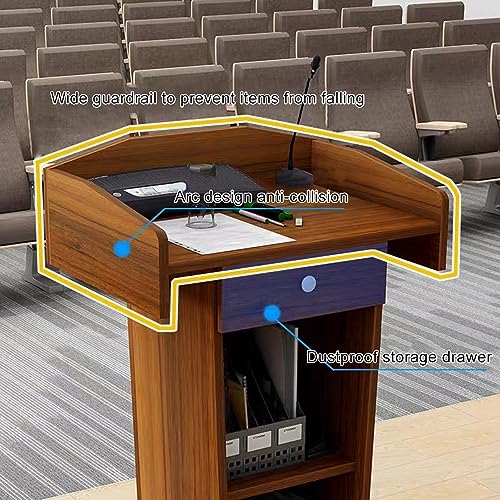 YUZES Wooden Lectern Podium Stand - Gray, Floor Standing for Classroom Churches Auditorium