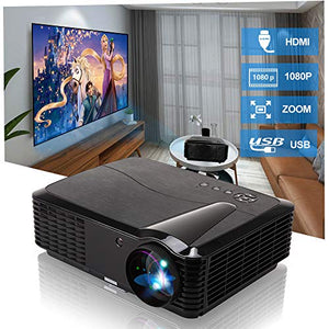 EUG LCD HD Video Projector - Wxga 4500 Lumen Support Full HD 1080P Red/Blue 3D MHL Compatible, LED Home Theater Cinema Projectors Built-in Speakers for Backyard Football Outdoor Movie Gaming Consoles