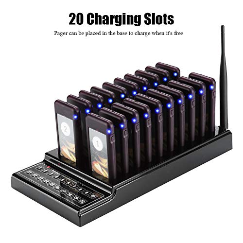 Tosuny Wireless Restaurant Paging System with 20 Pagers & Keypad