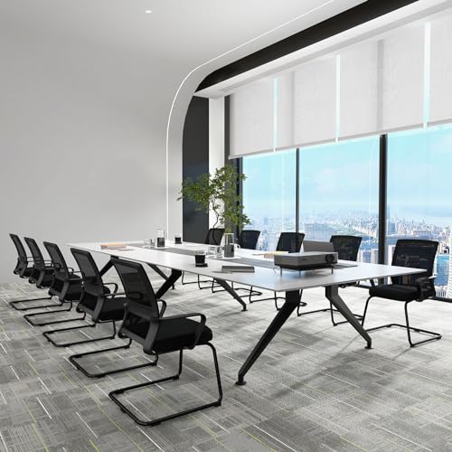 Tangkula Set of 10 Office Guest Chairs with Lumbar Support, Breathable Mesh Back, Armrests & Sled Base, Black