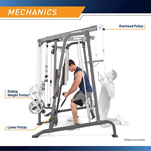 Marcy Smith Cage Workout Machine Total Body Training Home Gym System with Linear Bearing Md-9010G, Silver (MD-9010)