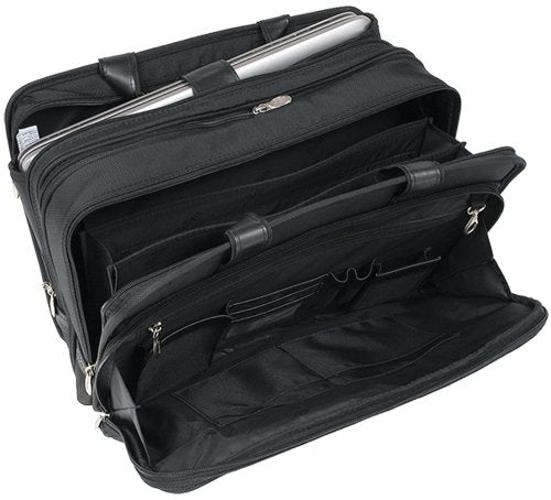McKlein, R Series, Walton, Tech-Lite Ballistic Nylon, 17" Nylon Expandable Double Compartment Laptop Briefcase w/Removable Sleeve, Black (73985)