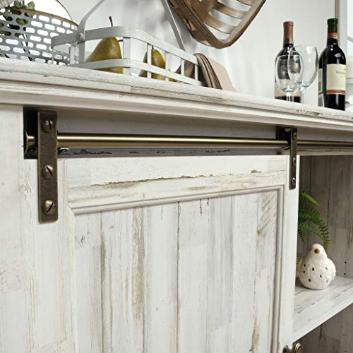 Sauder 423674 Barrister Lane 60" Sliding Door Entertainment Credenza, White Plank Finish