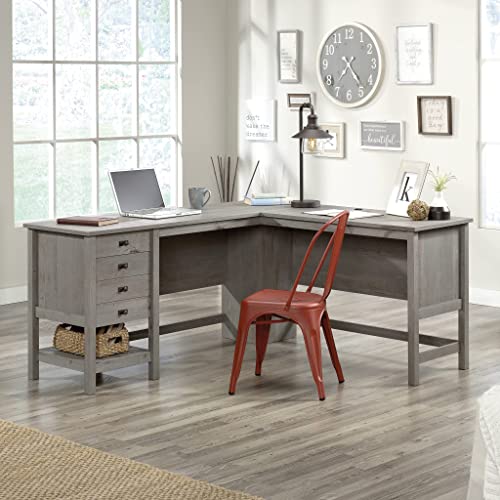 Sauder Cottage Road L-Desk, Mystic Oak Finish, L: 65.12" x W: 58.66" x H: 29.76
