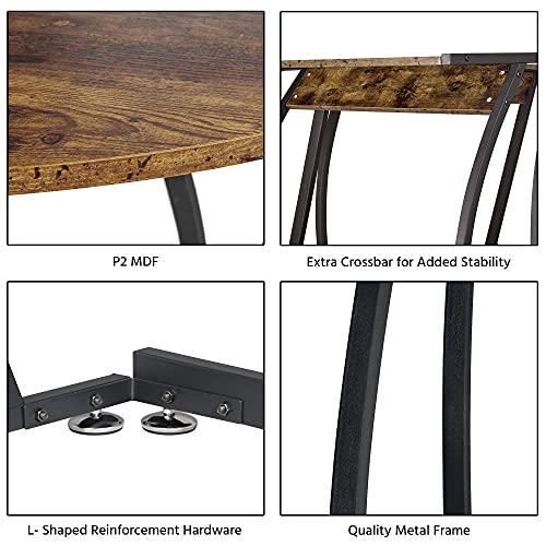 YAHEETECH L Shaped Corner Desk，Office Corner Desk, Round Corner Computer Desk, Large PC Laptop Workstation Table, Home Office Furniture, Rustic Brown