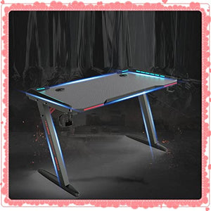 AAGAZA Black Gaming Table with Lamp Z Leg Adjustable Office Computer Desk