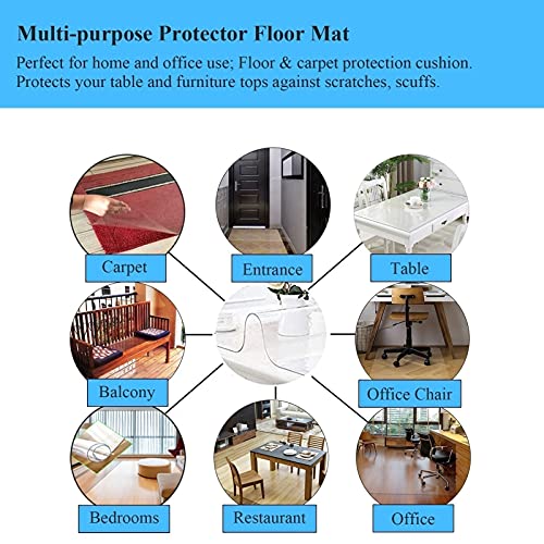 ALASSE Transparent Plastic Carpet Protector - 1.5mm Height, Scratch Resistant, Heavy Duty Cover (Size: 130x8')