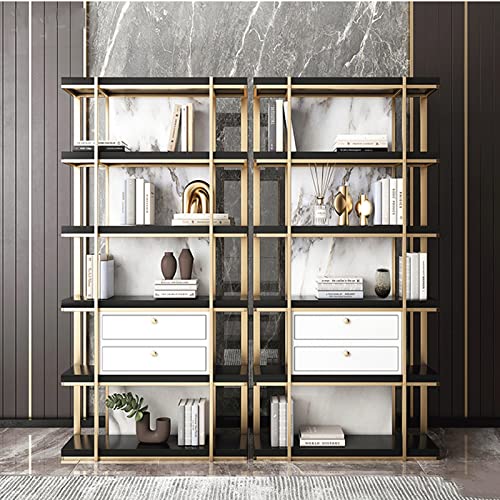 HONGFEISHANGMAO Wrought Iron Bookshelf Living Room Display Rack Black 120cm
