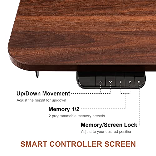 HOUSEELF Electric Adjustable Standing Desk - 55 x 28 Inches Sit Stand Computer Desk with Large Wooden Desktop for Home, Office, Workstation, Easy to Assemble, Walnut