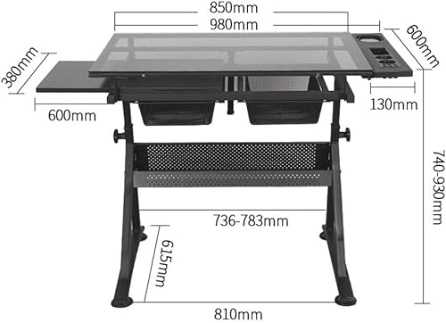 OGRAFF Height Adjustable Drafting Table with Storage - Large Art Desk for Home Office
