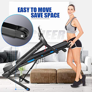 ANCHEER Treadmill, 3.25hp, App Control, Folding Treadmill Machine for Home with Automatic Incline, for Running, Walking, and Jogging, Portable Treadmill for Home, Gym, Office Workout.