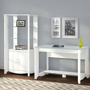 Aero Writing Desk and Tall Library Storage Cabinet with Doors