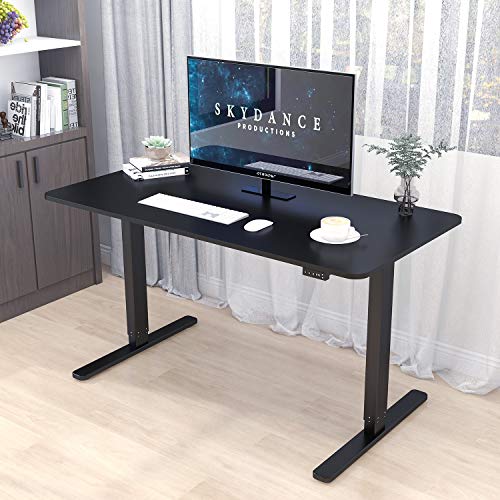 Electric Standing Desk Height Adjustable Desk, 48 x 24 Inches Computer Desk for Workstation Home Office Table Sit Stand Desk with Splice Board/Black Frame