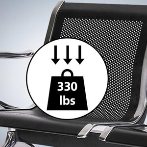 Kinbor Reception Guest Chairs Set of 2 - Waiting Room Bench with Arms for Office, Airport, Bank, Hospital, School, Barbershop - Black