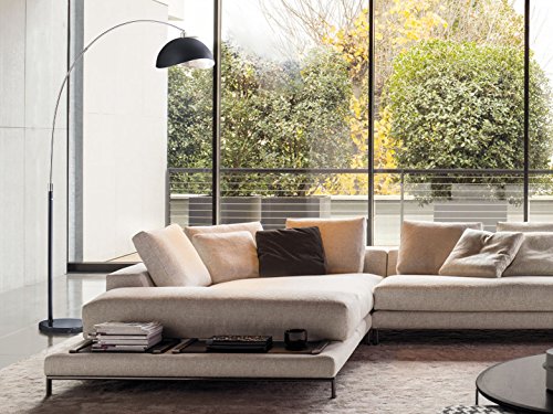 NOVA of California Luna Bella Arc Floor Lamp - 92", Antique Nickel, Matte Black/Silver Leaf Shade, Marble Base, Dimmer Switch