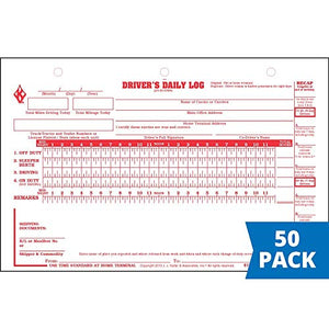 Deluxe Duplicate Driver Daily Log 50-pk. with Detailed DVIR & Daily Recap - Shrinkwrapped Loose-Leaf Format, 2-Ply with Carbon, 8.5" x 5.5", 31 Sets of Forms Per Unit - J. J. Keller & Associates