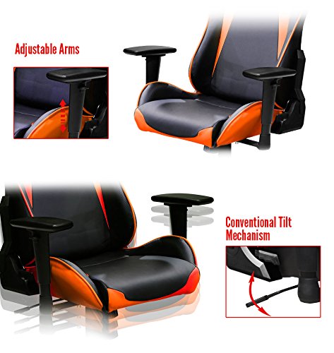 DXRacer FH00/NO Black Orange Racing Bucket Seat Office Chair Gaming Ergonomic with Lumbar Support