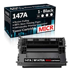 Compatible 1 Pack Cartridge 147A | W1470A MICR Toner Cartridge Replacement for HP Enterprise M610 M611 M612 M612x Flow MFP M634z M636z MFP 635h 636h Printer Ink Cartridge (Black)