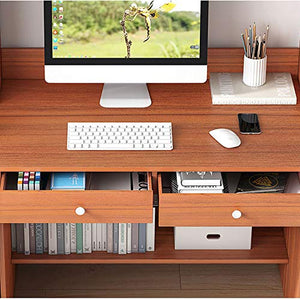 YAOJP 2 In1 Bookshelf Computer Desk, Modern Bedroom Office Writing Desk Computer Workstation with Drawers Large Storage Space Table,Brown,100x45x152cm