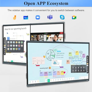 LINGHUFOX 86in Interactive Whiteboard with 4K UHD Touchscreen, Camera, and Mics