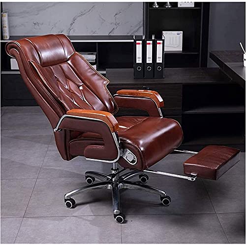 UYTTLHK Ergonomic High Back Office Chair with Footrest and Lumbar Support (Color: Brown)