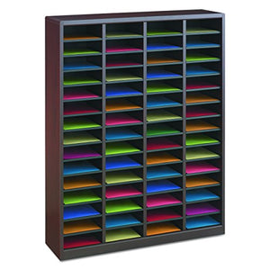 Safco Products E-Z Stor Wood Literature Organizer, 60 Compartment, 9331MH, Mahogany, Durable Construction, Removable Shelves, Plastic Label Holders