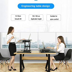 32in Foldable Computer Desk Stand Up Converter Standing Desk with Height Adjustable Computer Workstation Riser 2-Tier Design【U.S. in Stock】 (Black)