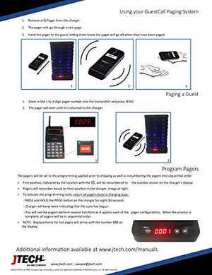 JTech GuestCall IQ Paging System - 10 Pagers