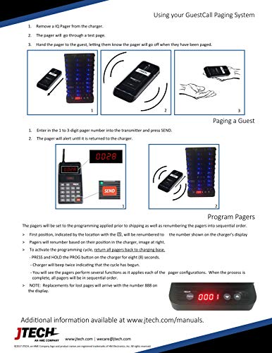JTech GuestCall IQ Paging System - 10 Pagers