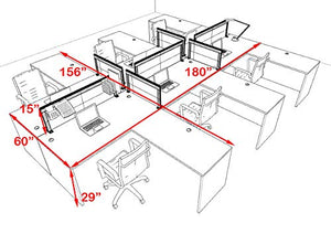 UTM Furniture Modern Aluminum Office Workstation Desk Set - 6 Person L Shape Organizer Divider OT-SUL-FPS35