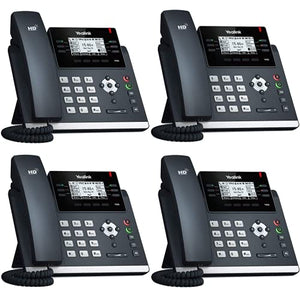 TWAComm.com Yealink SIP-T42S Business Phone System Starter Pack - Voicemail, Auto Attendant, Extensions, Call Recording - 4 Phone Bundle
