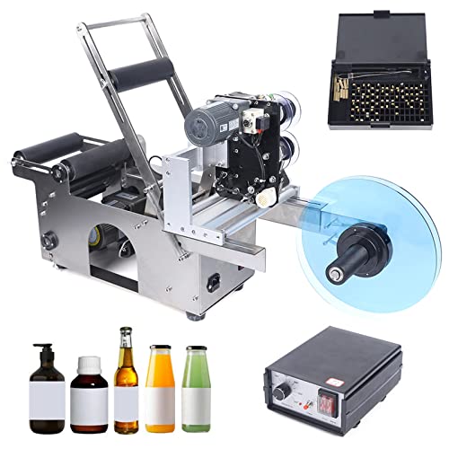 Mgorgeous Manual Round Bottle Labeling Machine 20-40pcs/min Adjustable Labeler Label Applicator Machine Label Dispenser for Glass Plastic Metal Bottles