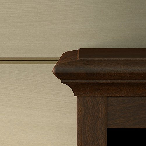kathy ireland Home by Bush Furniture Volcano Dusk 68W x 91D L Shaped Desk with Bookcase and 2 Pedestals in Coastal Cherry