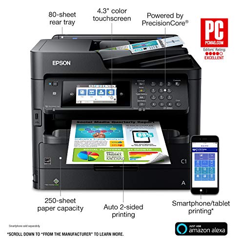 Epson Workforce Pro ET-8700 EcoTank Wireless Color All-in-One Supertank Printer with Scanner, Copier, Fax and Ethernet