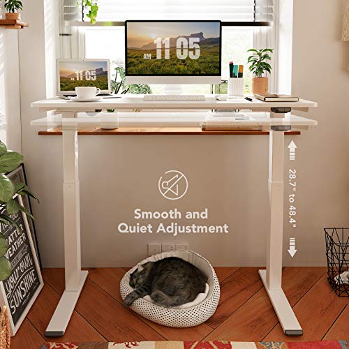 Flexispot Quick Install Standing Desk EC9 Electric Height Adjustable Desk for Home Office 48 x 24 Inches Whole-Piece Desk Board VICI(White Frame + 48" White Top)