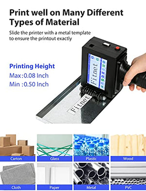 Portable Handheld Inkjet Printer with 4.3 Inch HD LED Touch Screen Intelligent Upgraded Inkjet Coding Machine Quick-Drying Labeler for Date Logo Barcode Number QR Code on Bottle, Support 20 Languages