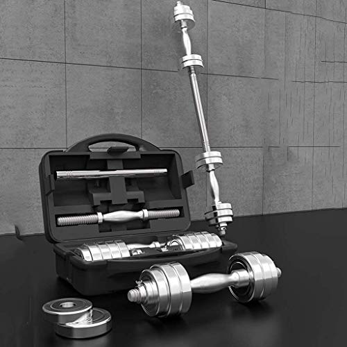 XDDWD Adjustable Dumbbell, Dumbbell Sets, Pure Steel Plating Dumbbell, Family Men's Fitness Dumbbell Strength Training Equipment,Silver20kg