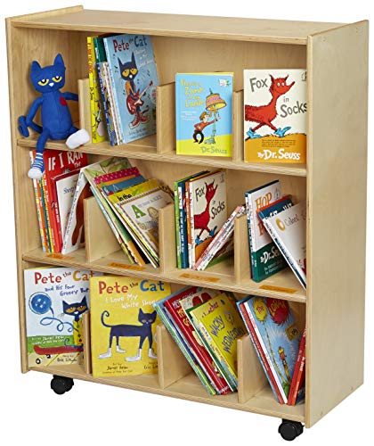 Childcraft Mobile Open Shelving Units with Adjustable Dividers, 35-3/4 x 14-1/4 x 42 Inches
