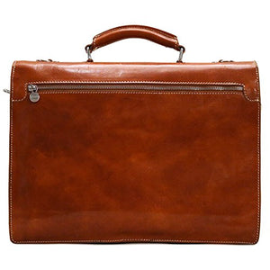 Floto Novella Roller Buckle Briefcase Messenger Bag in Full Grain Leather (Olive (Honey) Brown)