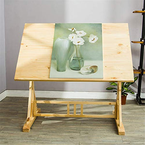 XIONGGG Vintage Solid Wood Drafting Table, Adjustable Drawing Desk Hobby Table Writing Desk Studio Desk, 100X 80Cm