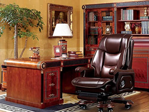 Kinnls Genuine Leather Executive Massage Office Chair with Foot Rest