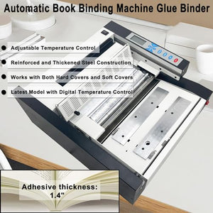 HQHAOTWU Automatic Hot Melt Glue Thermal Binding Machine 1.4" Binding Thickness - LCD Screen - 110V