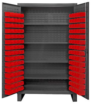 Durham HDC48-120-4S1795 Lockable Cabinet with 120 Red Hook-On Bins, 48" Wide, 12 Gauge
