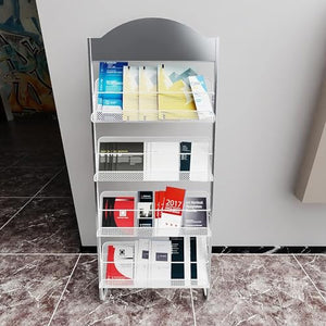 TIST Silver Magazine Rack Floor Standing Document Display Storage Rack