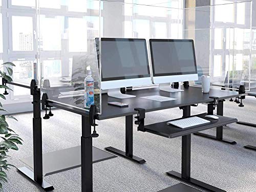 Stand Steady Clear Desktop Panel | Clamp On Protective Acrylic Shield & Sneeze Guard | Desk Divider Securely Attaches to Desks & Tabletops | for Offices, Schools, Libraries & More (60 x 30)