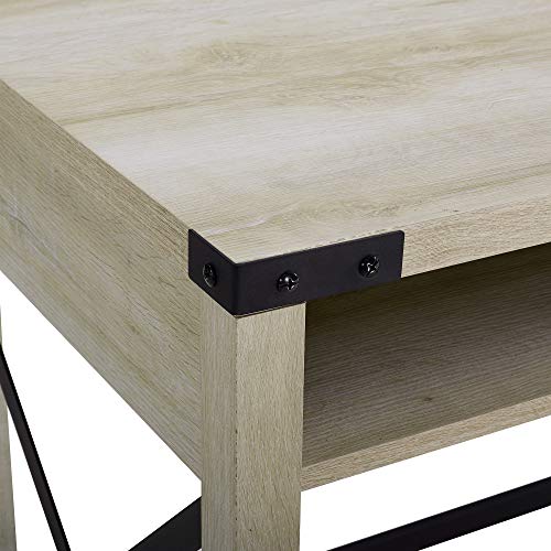 Walker Edison Rustic Modern Farmhouse Metal and Wood Laptop Computer Writing Desk Home Office Workstation - White Oak