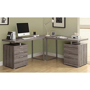 Atlin Designs L Shaped Home Office Desk in Dark Taupe