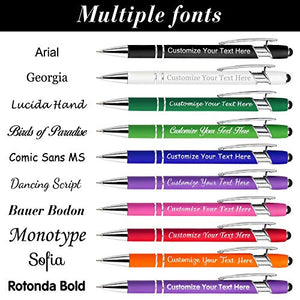 168PCS Personalized Pens in Bulk with Stylus Tip, Custom Engraving Pens, Soft Touch Ballpoint Pen, Printed Name - Free Personalization Black Ink- for Christmas, Anniversary, Graduation, Office, Memory