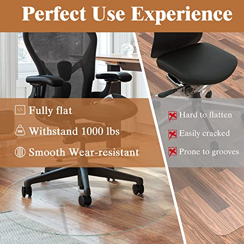 Natsukage Round Tempered Glass Chair Mat 48" x 1/4" Thick - Transparent