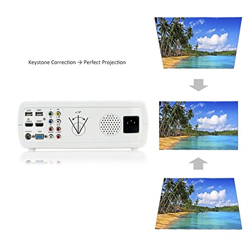 Roadwi 2600 Lumens Home Theater Projector Outdoor Movies Support HDMI VGA AV USB LED Cinema LCD Display for Kids Gaming …